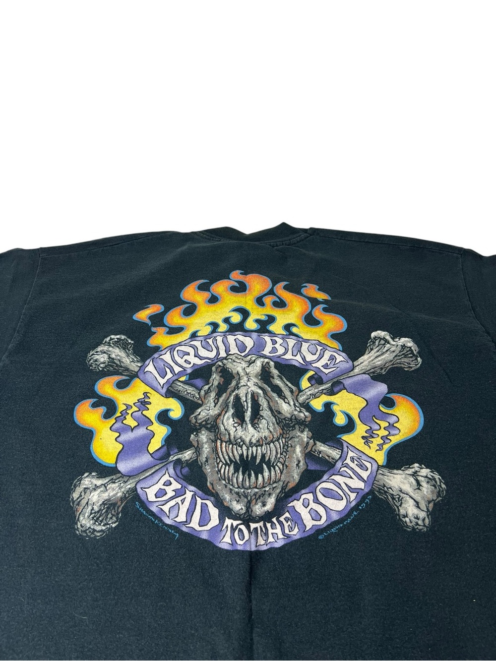 Liquid Blue VTG 90’s (1993) “Bad To The Bone” T-Rex Riding a Motorcycle XL Tee - Picture 9 of 13